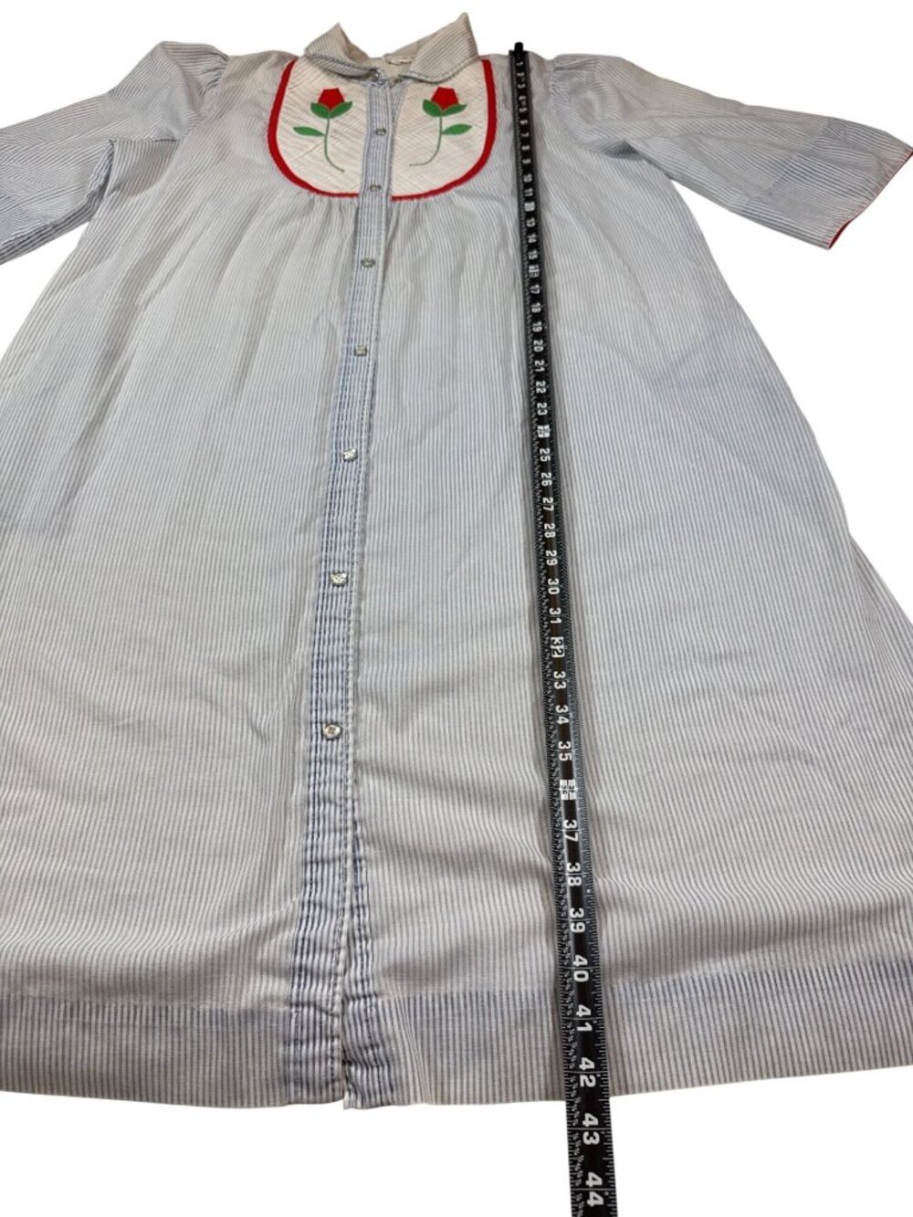 Christine Shields Vintage 1960s Seersucker Duster Lounge Housecoat Robe  (MM694) - Picture 3 of 7